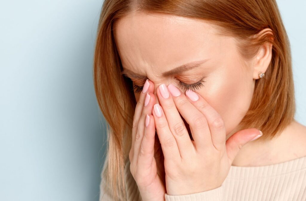 A female dealing with dry eye and allergies.